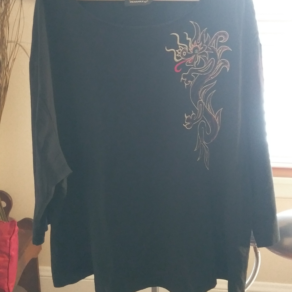 Bob Mackie Spangle Dragon T-shirt 3X